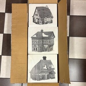 Department 56 Dickens Village Wrenbury Shops Set Of 3  58331 in box